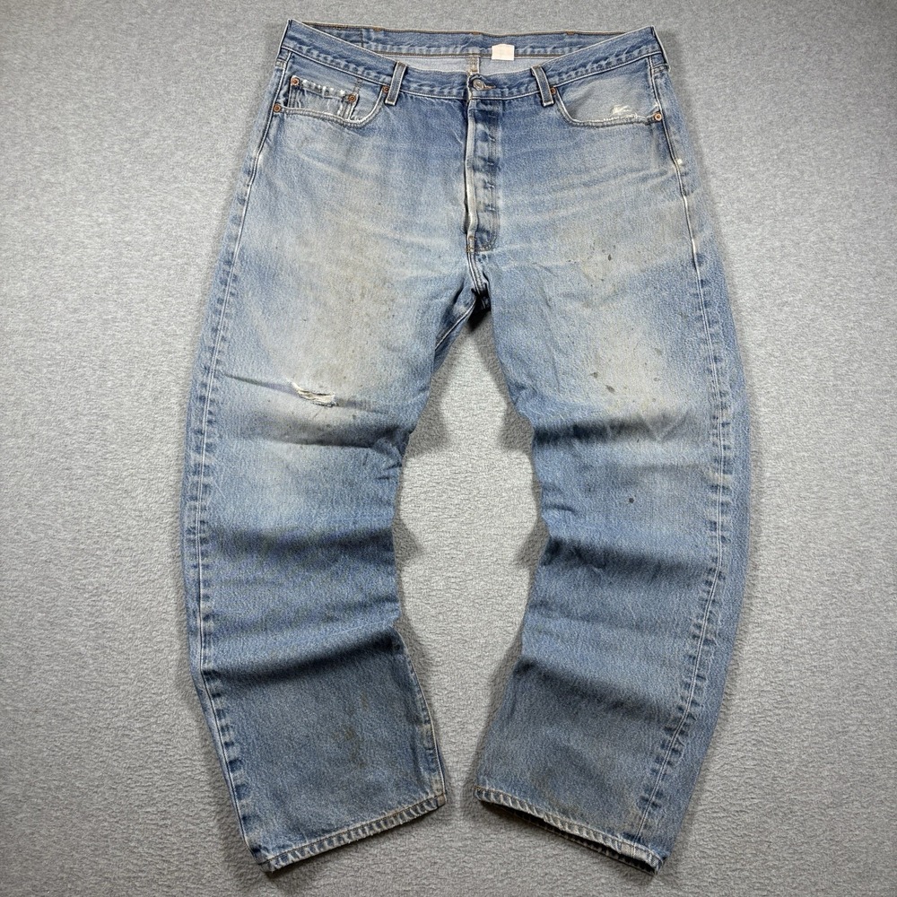 Vintage Levis 501 Jeans Mens 40x32 Light Wash Distressed Workwear 2005 Mexico